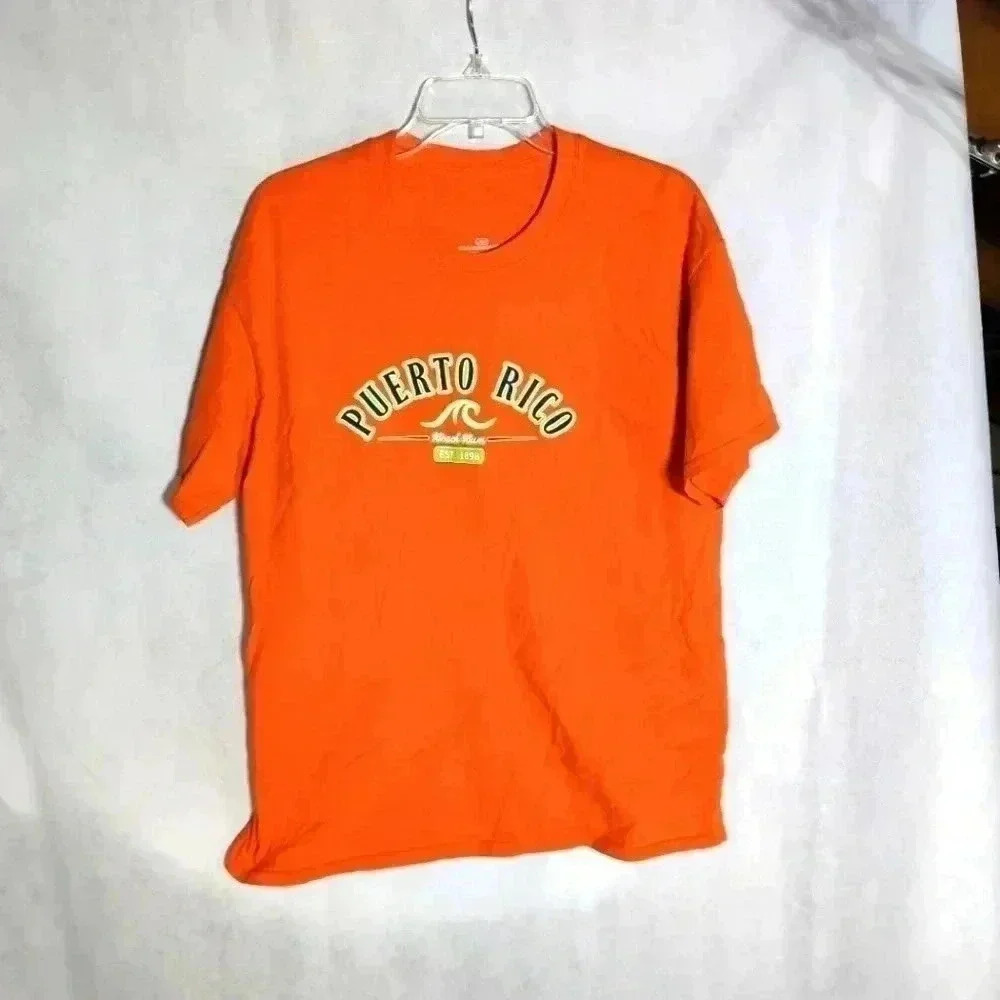 Puerto Rico Beach Bum Est 1898 Orange wave tshirt sz L